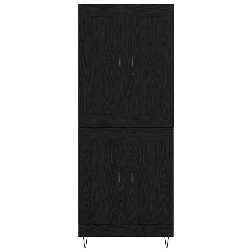Vysoký Bufet Černý Dub 69,5 X 34 X 180 Cm Kompozitní Dřevo