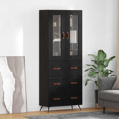 Vysoká Skříň S Policí 2 Ks Černý Dub 69,5 X 34 X 180 Cm