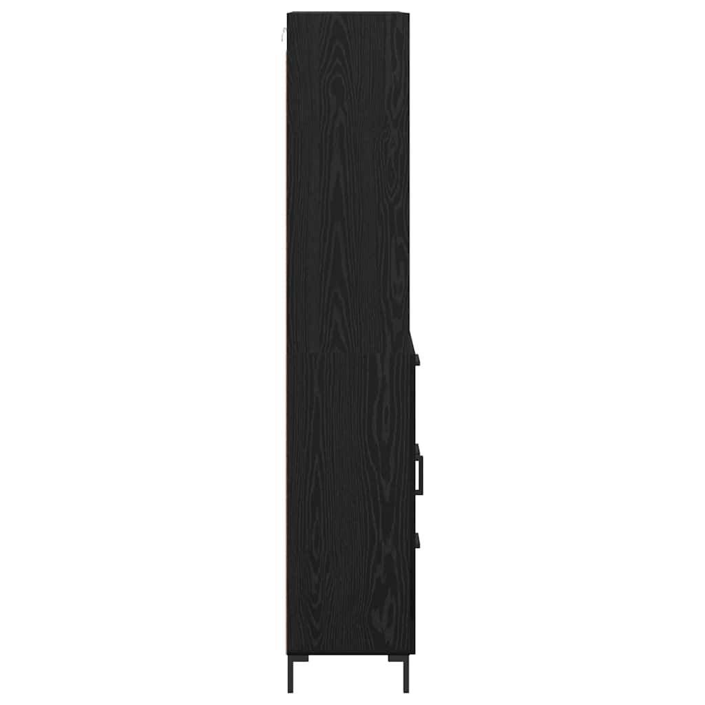 Vysoký Bufet Černý Dub 69,5 X 34 X 180 Cm Kompozitní Dřevo
