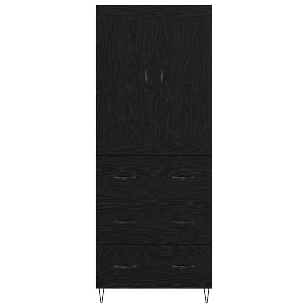 Vysoký Bufet Černý Dub 69,5 X 34 X 180 Cm Kompozitní Dřevo