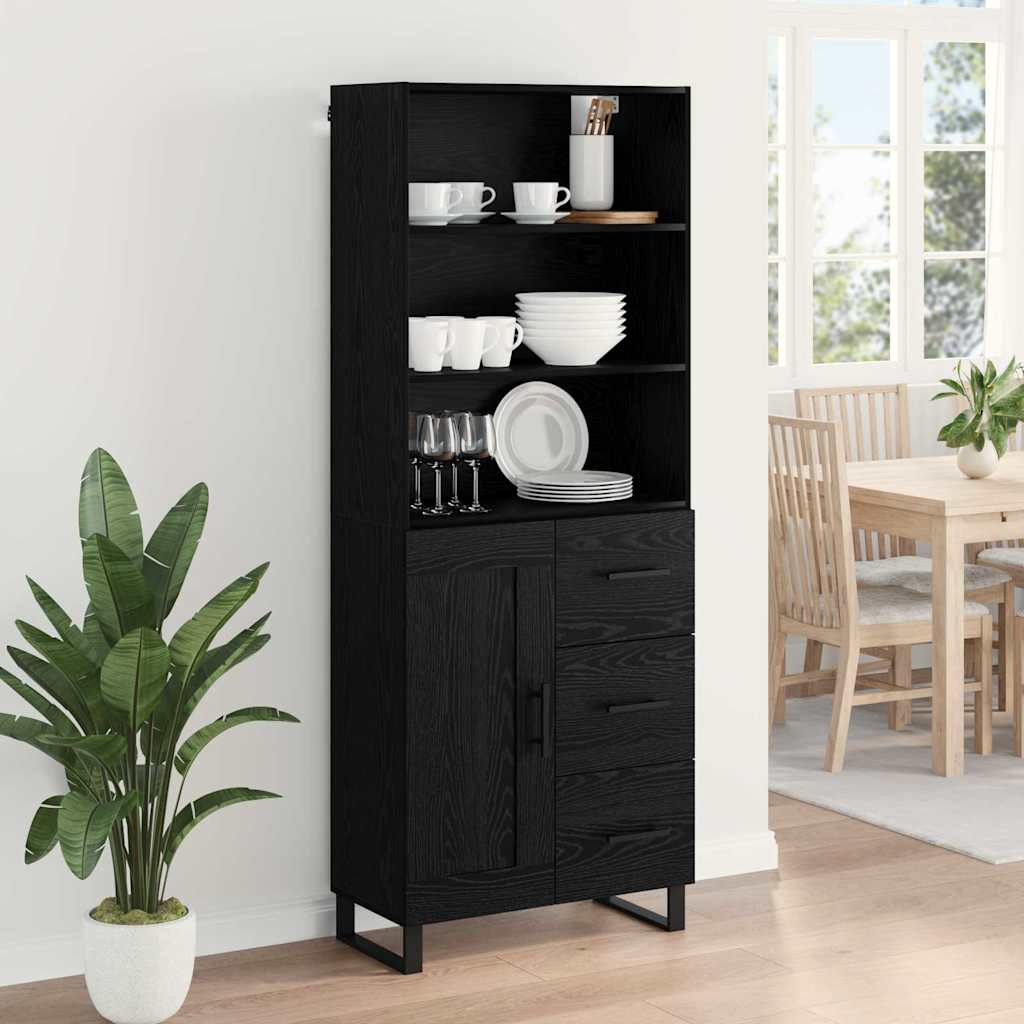 Vysoký Bufet 2 Ks Černý Dub 69,5 X 34 X 180 Cm