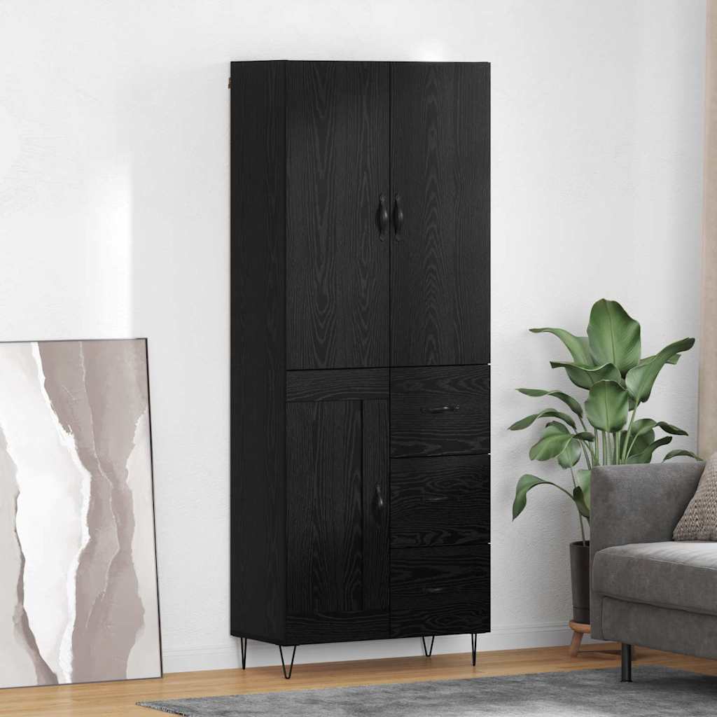 Vysoký Bufet 2 Ks Černý Dub 69,5 X 34 X 180 Cm Kompozitní Dřevo
