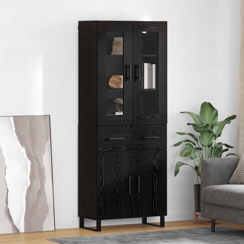 Vysoký Bufet 2 Ks Černý Dub 69,5 X 34 X 180 Cm Kompozitní Dřevo