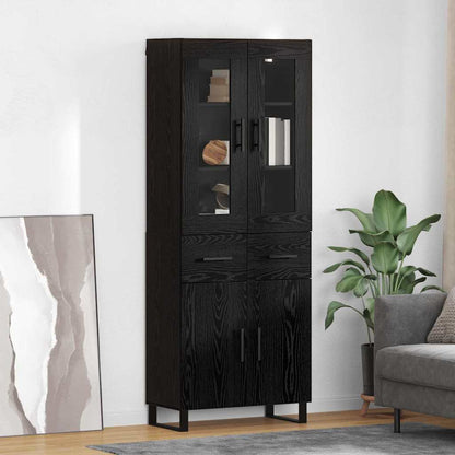 Vysoký Bufet 2 Ks Černý Dub 69,5 X 34 X 180 Cm Kompozitní Dřevo