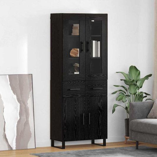 Vysoký Bufet 2 Ks Černý Dub 69,5 X 34 X 180 Cm Kompozitní Dřevo