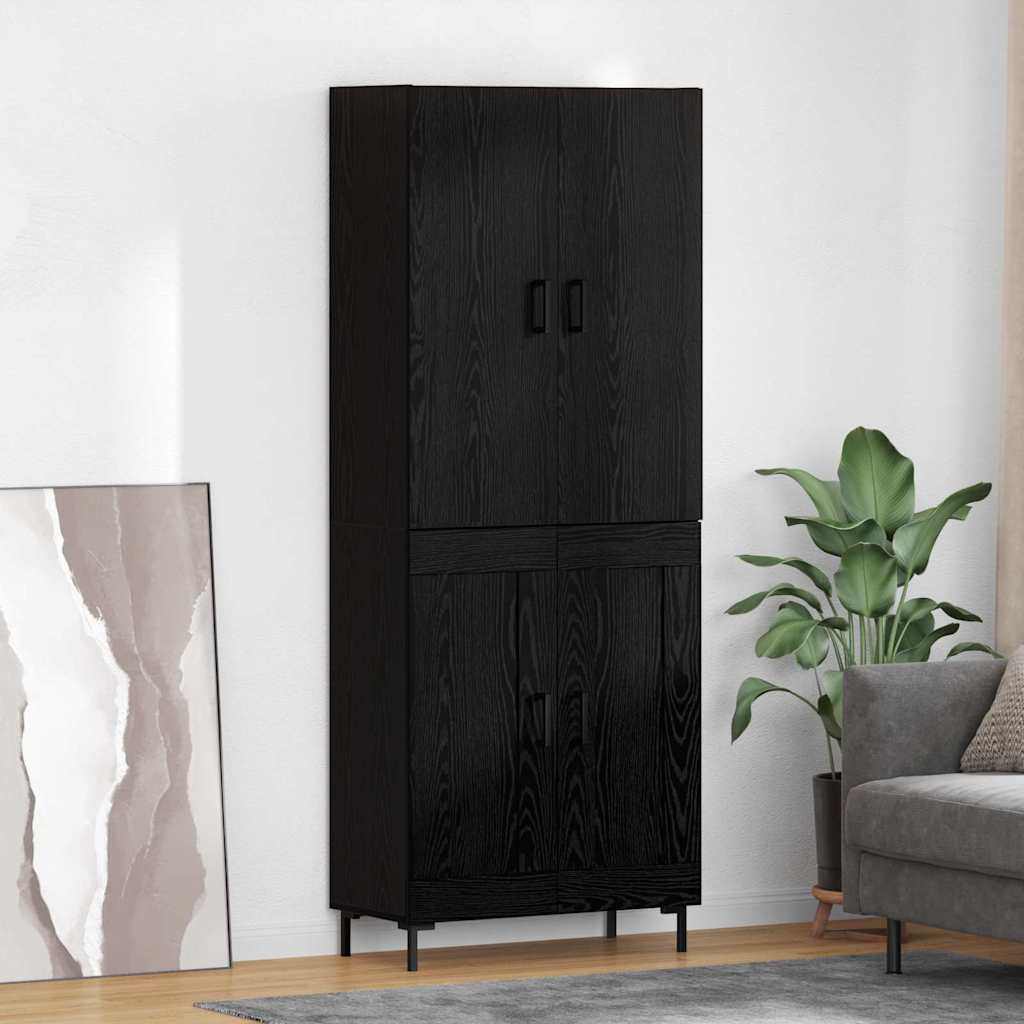 Vysoký Bufet Černý Dub 69,5 X 34 X 180 Cm Kompozitní Dřevo
