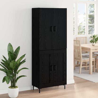 Vysoký Bufet Černý Dub 69,5 X 34 X 180 Cm Kompozitní Dřevo