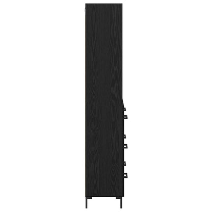 Vysoký Bufet Černý Dub 69,5 X 34 X 180 Cm Kompozitní Dřevo