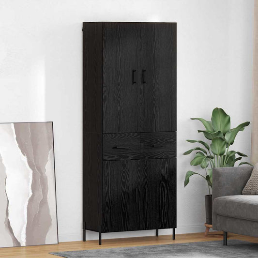 Vysoký Bufet Černý Dub 69,5 X 34 X 180 Cm Kompozitní Dřevo