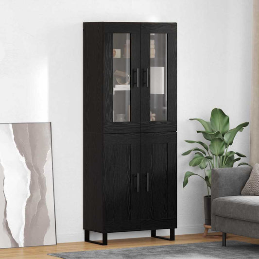 Vysoký Bufet 2 Ks Černý Dub 69,5 X 34 X 180 Cm Kompozitní Dřevo