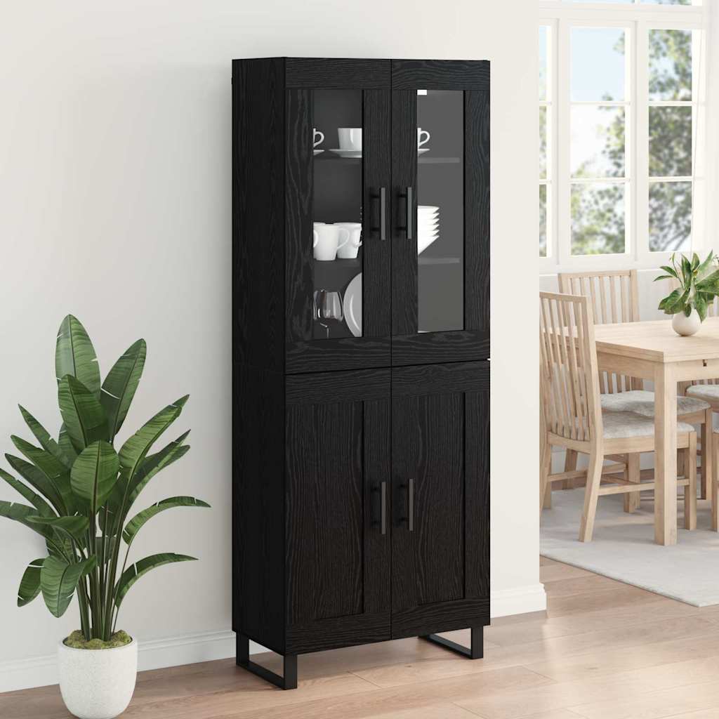 Vysoký Bufet 2 Ks Černý Dub 69,5 X 34 X 180 Cm Kompozitní Dřevo