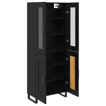 Vysoký Bufet 2 Ks Černý Dub 69,5 X 34 X 180 Cm Kompozitní Dřevo
