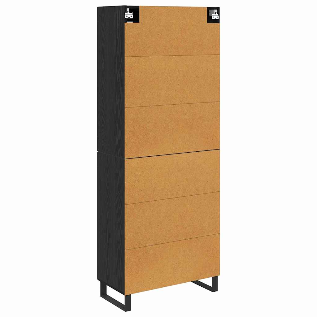 Vysoký Bufet 2 Ks Černý Dub 69,5 X 34 X 180 Cm Kompozitní Dřevo