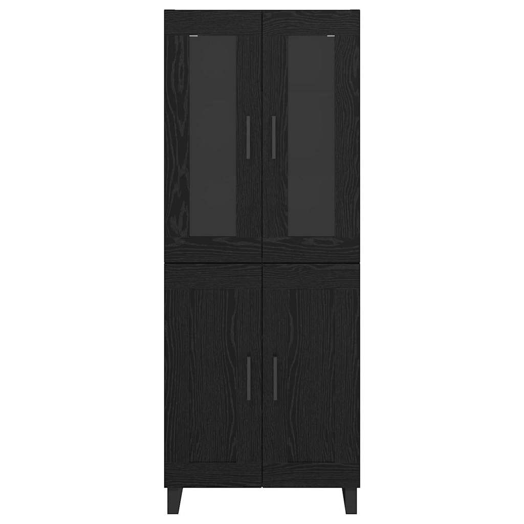Vysoký Bufet 2 Ks Černý Dub 69,5 X 34 X 180 Cm Kompozitní Dřevo