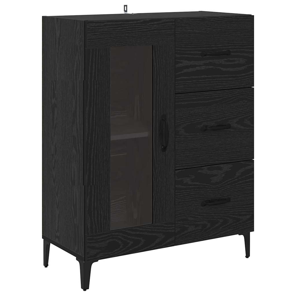 Vysoký Bufet Černý Dub 69,5 X 34 X 180 Cm Kompozitní Dřevo