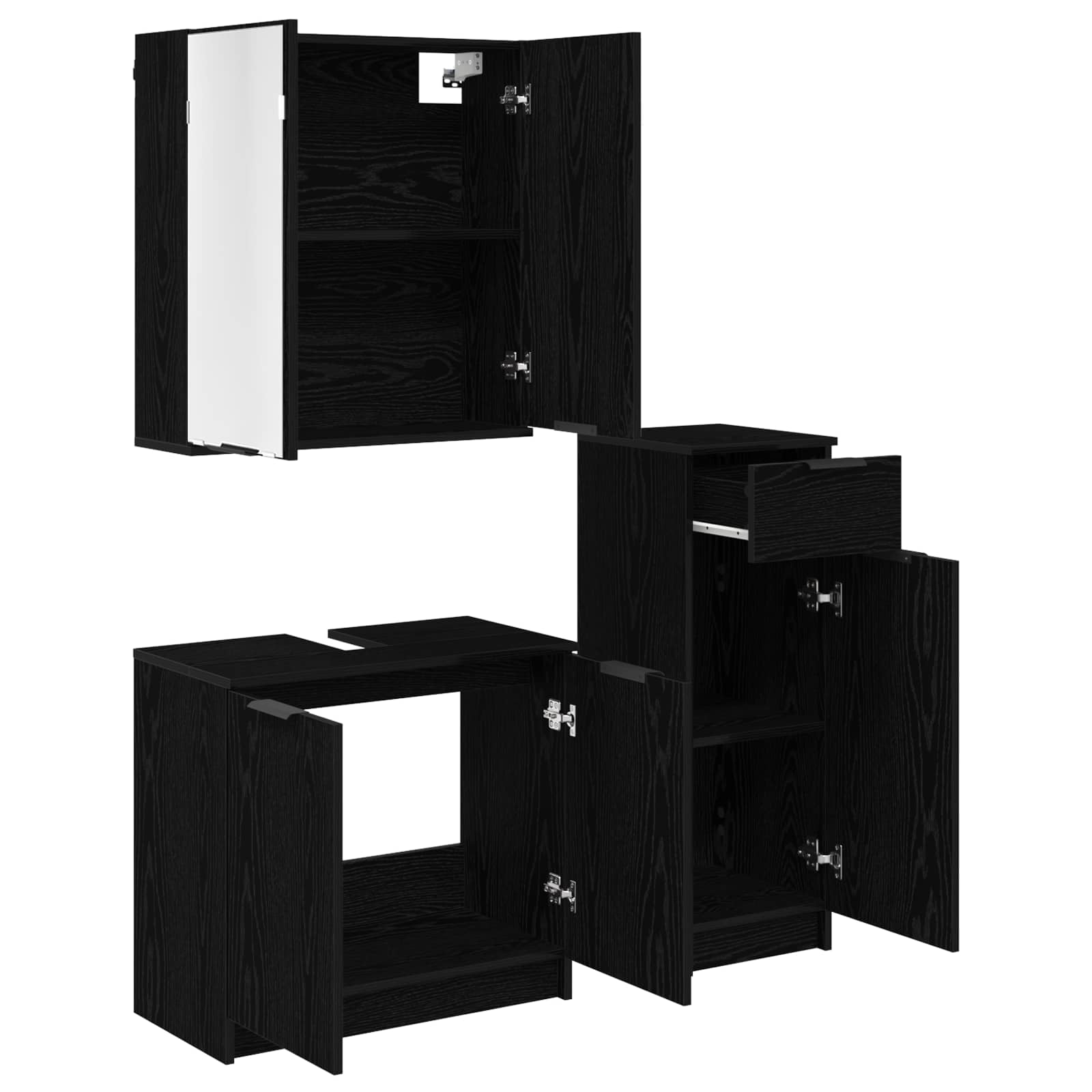Sada Koupelnového Nábytku 3 Ks Černý Dub 64,5 X 33,5 X 59 Cm
