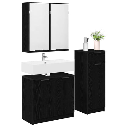 Sada Koupelnového Nábytku 3 Ks Černý Dub 64,5 X 33,5 X 59 Cm