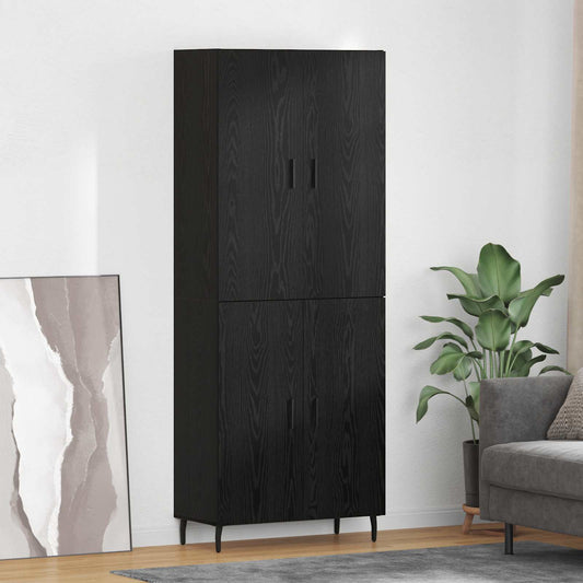 Vysoký Bufet 2 Ks Černý Dub 69,5 X 34 X 180 Cm Kompozitní Dřevo