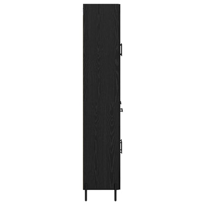 Vysoký Bufet Černý Dub 69,5 X 34 X 180 Cm Kompozitní Dřevo