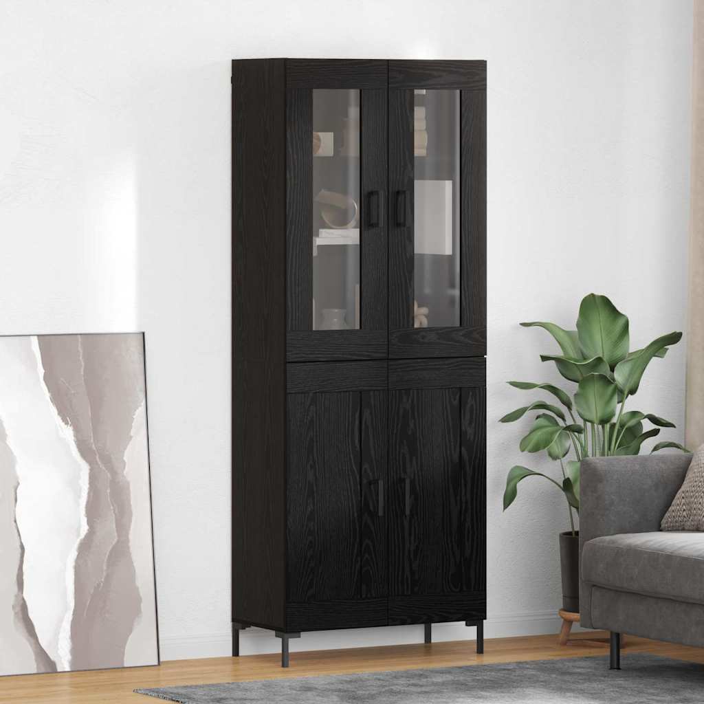 Vysoký Bufet 2 Ks Černý Dub 69,5 X 34 X 180 Cm Kompozitní Dřevo