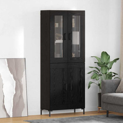 Vysoký Bufet 2 Ks Černý Dub 69,5 X 34 X 180 Cm Kompozitní Dřevo