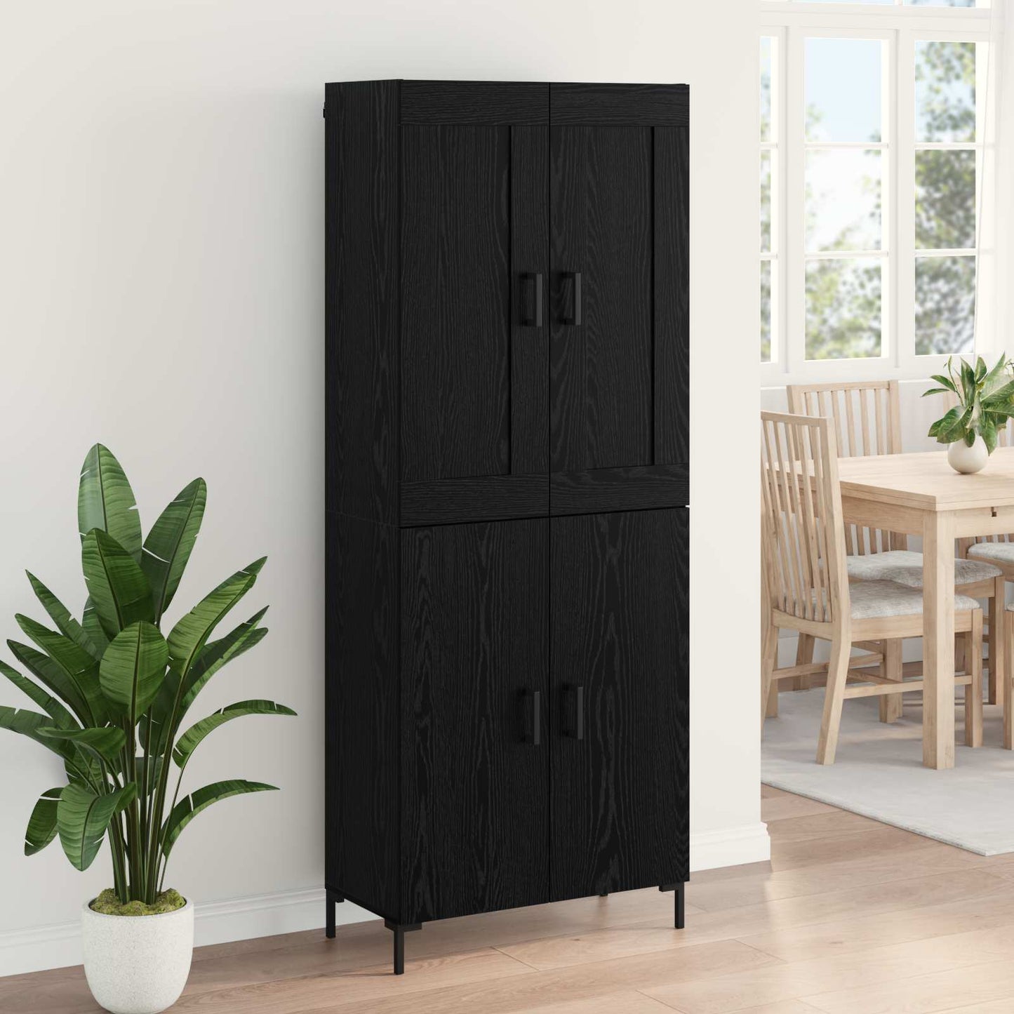 Vysoký Bufet 2 Ks Černý Dub 69,5 X 34 X 180 Cm Kompozitní Dřevo
