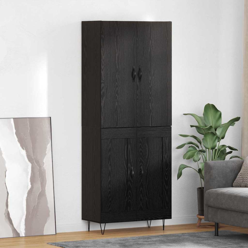 Vysoký Bufet 2 Ks Černý Dub 69,5 X 34 X 180 Cm Kompozitní Dřevo