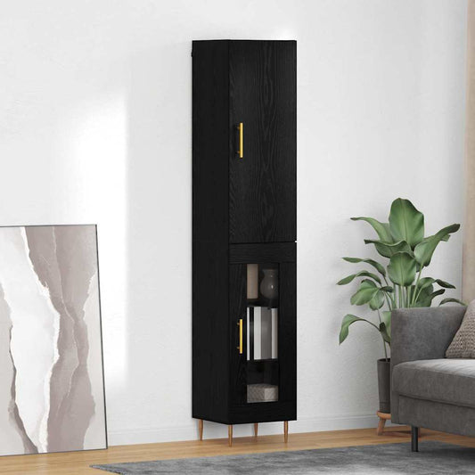 Vysoký Bufet 2 Ks Černý Dub 34,5 X 34 X 180 Cm Kompozitní Dřevo