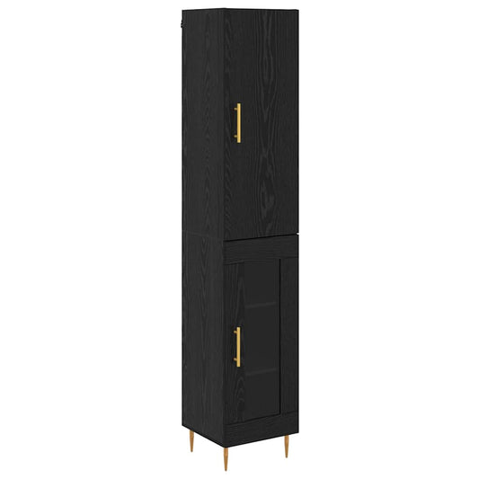Vysoký Bufet 2 Ks Černý Dub 34,5 X 34 X 180 Cm Kompozitní Dřevo