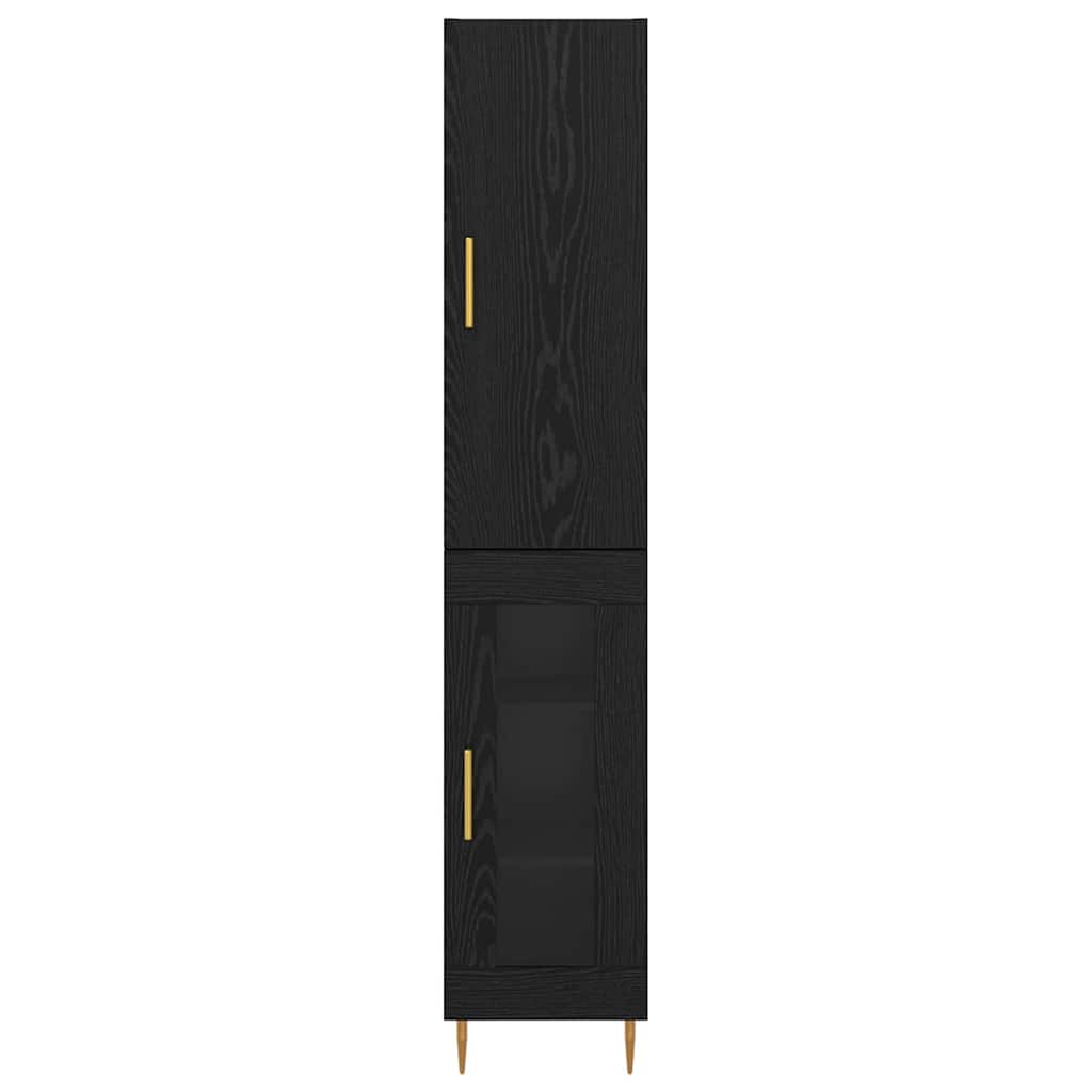 Vysoký Bufet 2 Ks Černý Dub 34,5 X 34 X 180 Cm Kompozitní Dřevo