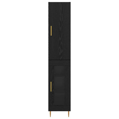 Vysoký Bufet 2 Ks Černý Dub 34,5 X 34 X 180 Cm Kompozitní Dřevo
