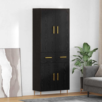 Vysoký Bufet Černý Dub 69,5 X 34 X 180 Cm Kompozitní Dřevo