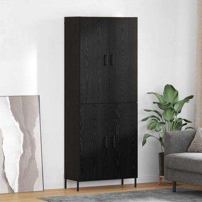 Vysoký Bufet Černý Dub 69,5 X 34 X 180 Cm Kompozitní Dřevo