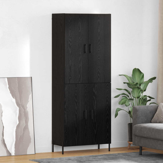 Vysoký Bufet Černý Dub 69,5 X 34 X 180 Cm Kompozitní Dřevo