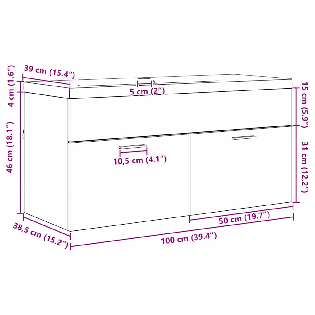 Koupelnová Skříň Černý Dub 100 X 38,5 X 46 Cm Kompozitní Dřevo