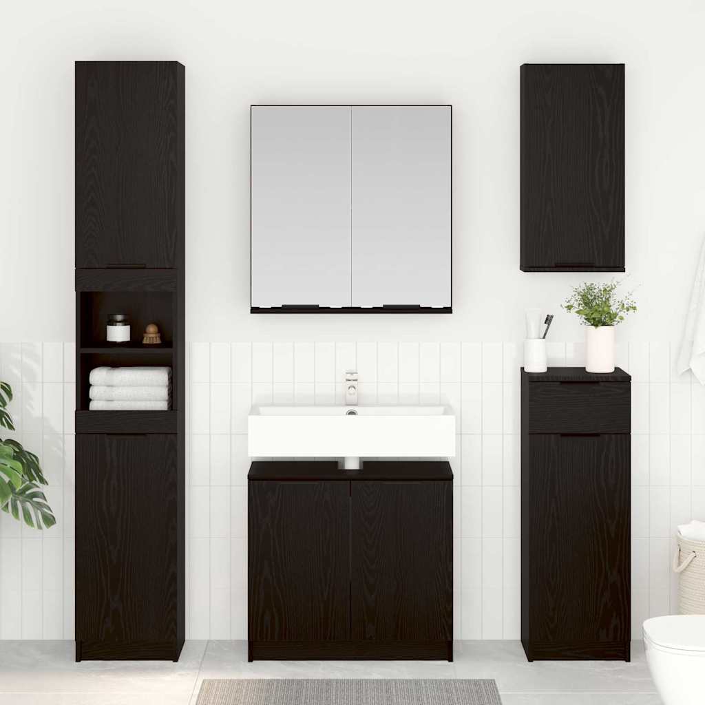 Sada Koupelnových Skříněk 2 Ks Černý Dub 64,5 X 33,5 X 59 Cm