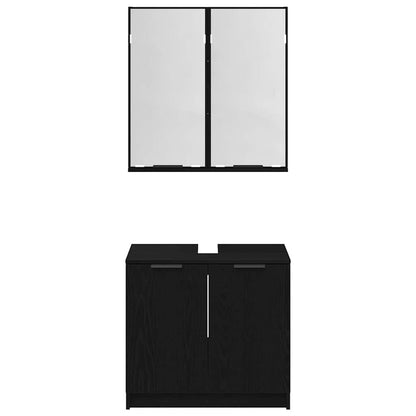 Sada Koupelnových Skříněk 2 Ks Černý Dub 64,5 X 33,5 X 59 Cm