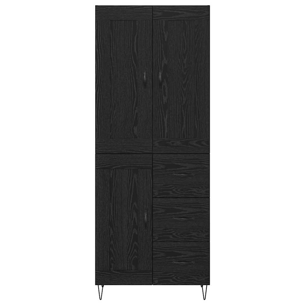 Vysoký Bufet Černý Dub 69,5 X 34 X 180 Cm Kompozitní Dřevo