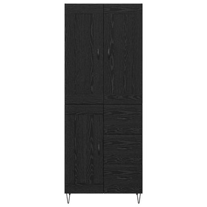 Vysoký Bufet Černý Dub 69,5 X 34 X 180 Cm Kompozitní Dřevo
