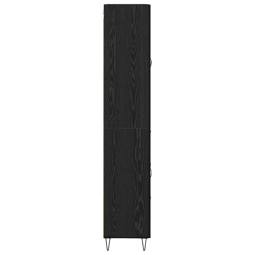 Vysoký Bufet Černý Dub 69,5 X 34 X 180 Cm Kompozitní Dřevo