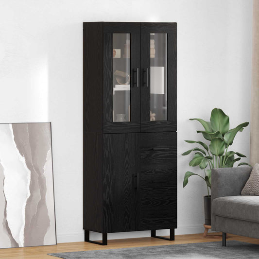 Vysoký Bufet 2 Ks Černý Dub 69,5 X 34 X 180 Cm Kompozitní Dřevo