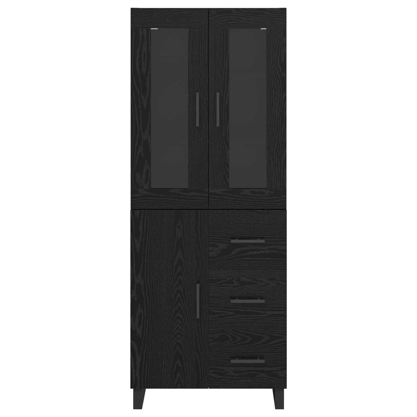 Vysoký Bufet 2 Ks Černý Dub 69,5 X 34 X 180 Cm Kompozitní Dřevo