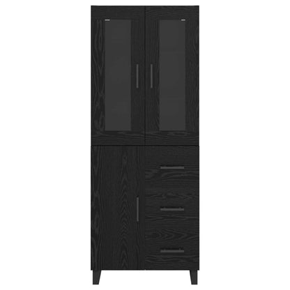 Vysoký Bufet 2 Ks Černý Dub 69,5 X 34 X 180 Cm Kompozitní Dřevo