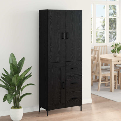 Vysoký Bufet Černý Dub 69,5 X 34 X 180 Cm Kompozitní Dřevo