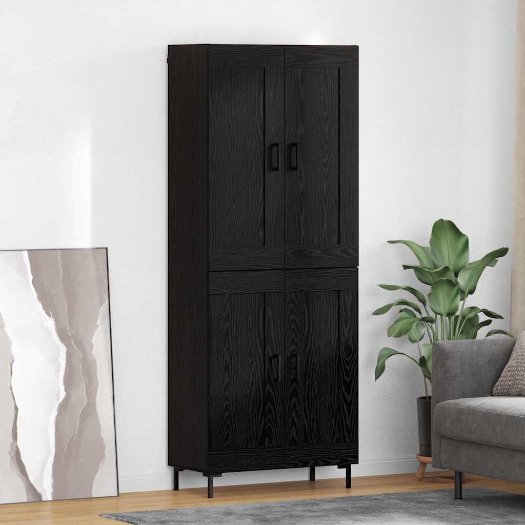 Vysoký Bufet 2 Ks Černý Dub 69,5 X 34 X 180 Cm Kompozitní Dřevo