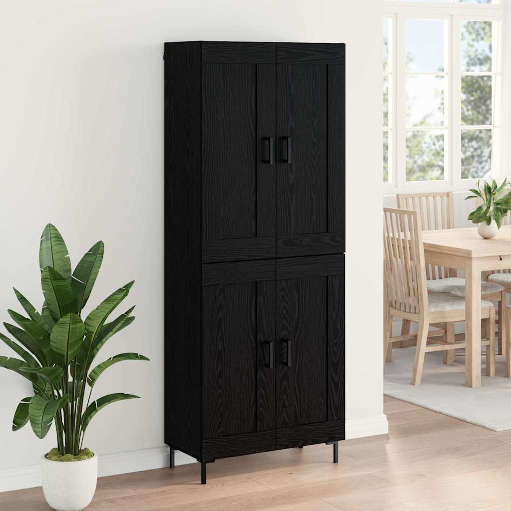 Vysoký Bufet 2 Ks Černý Dub 69,5 X 34 X 180 Cm Kompozitní Dřevo