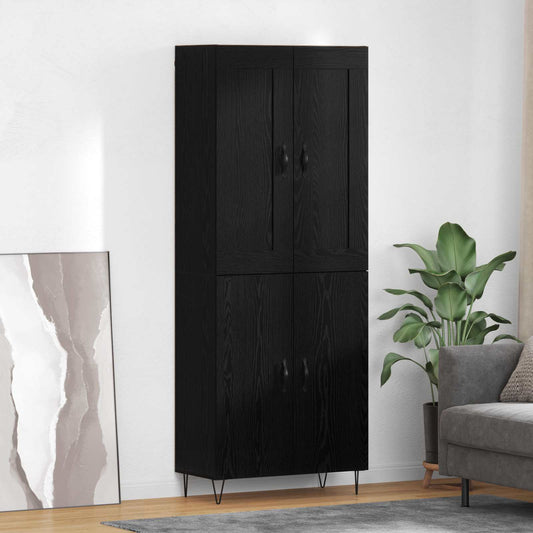 Vysoký Bufet Černý Dub 69,5 X 34 X 180 Cm Kompozitní Dřevo