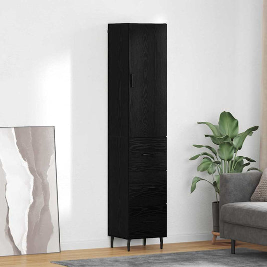 Vysoký Bufet Černý Dub 34,5 X 34 X 180 Cm Kompozitní Dřevo