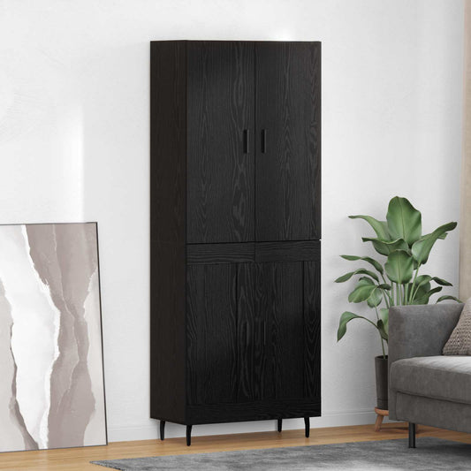 Vysoký Bufet 2 Ks Černý Dub 69,5 X 34 X 180 Cm Kompozitní Dřevo