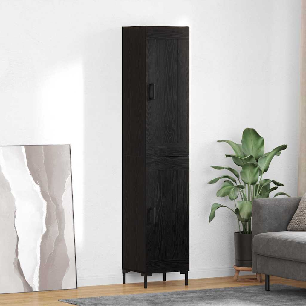 Vysoký Bufet Černý Dub 34,5 X 34 X 180 Cm Kompozitní Dřevo